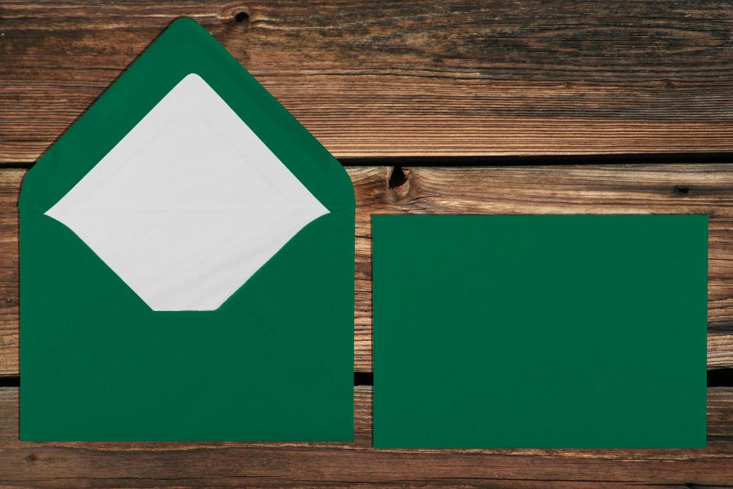 Briefhüllen mit Seidenfutter B6 125x176 mm Nassklebend Tannengrün gerippt 100 g/qm